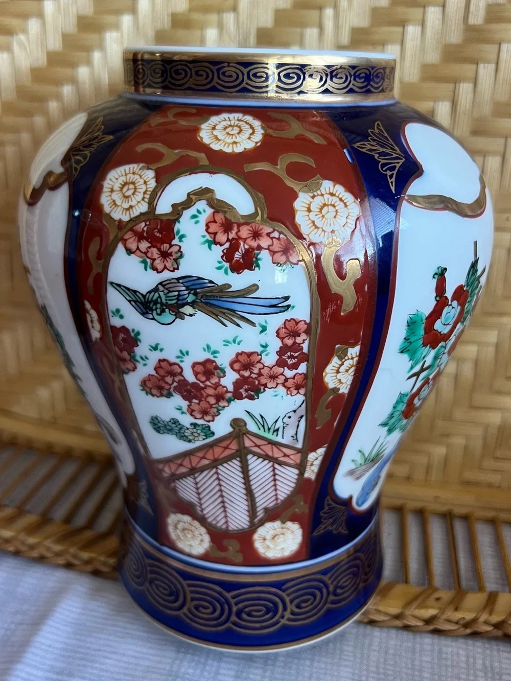 Gold Imari Hand Painted 7.5” Tall Vase